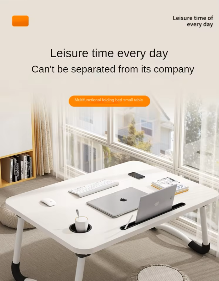 Cartoria™ Portable Folding Laptop Desk – Multifunctional Bed & Dorm Table with Cup Holder