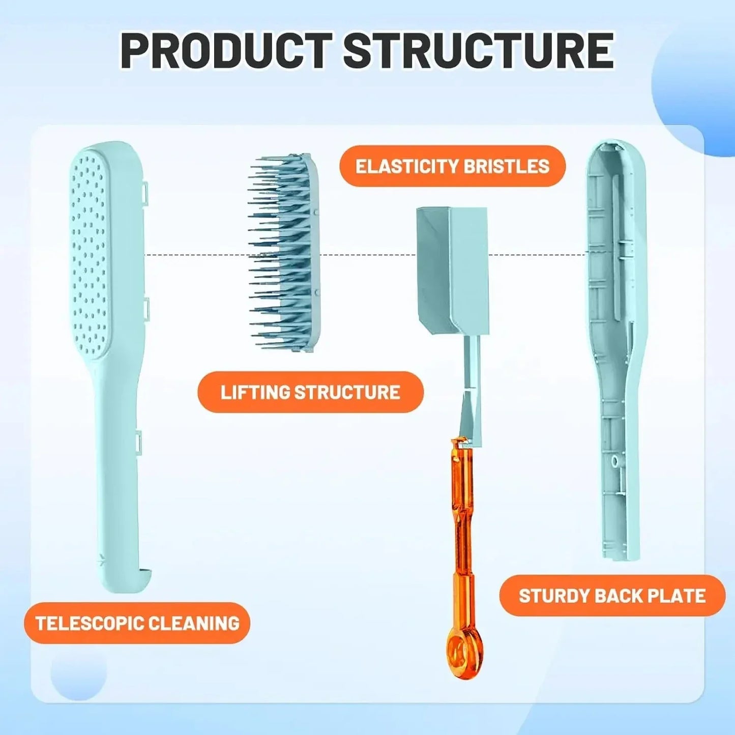 Telescopic Comb Portable Scalp Massage Brush Self-Cleaning Comb