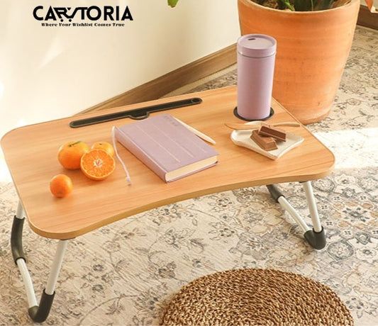 Cartoria™ Portable Folding Laptop Desk – Multifunctional Bed & Dorm Table with Cup Holder